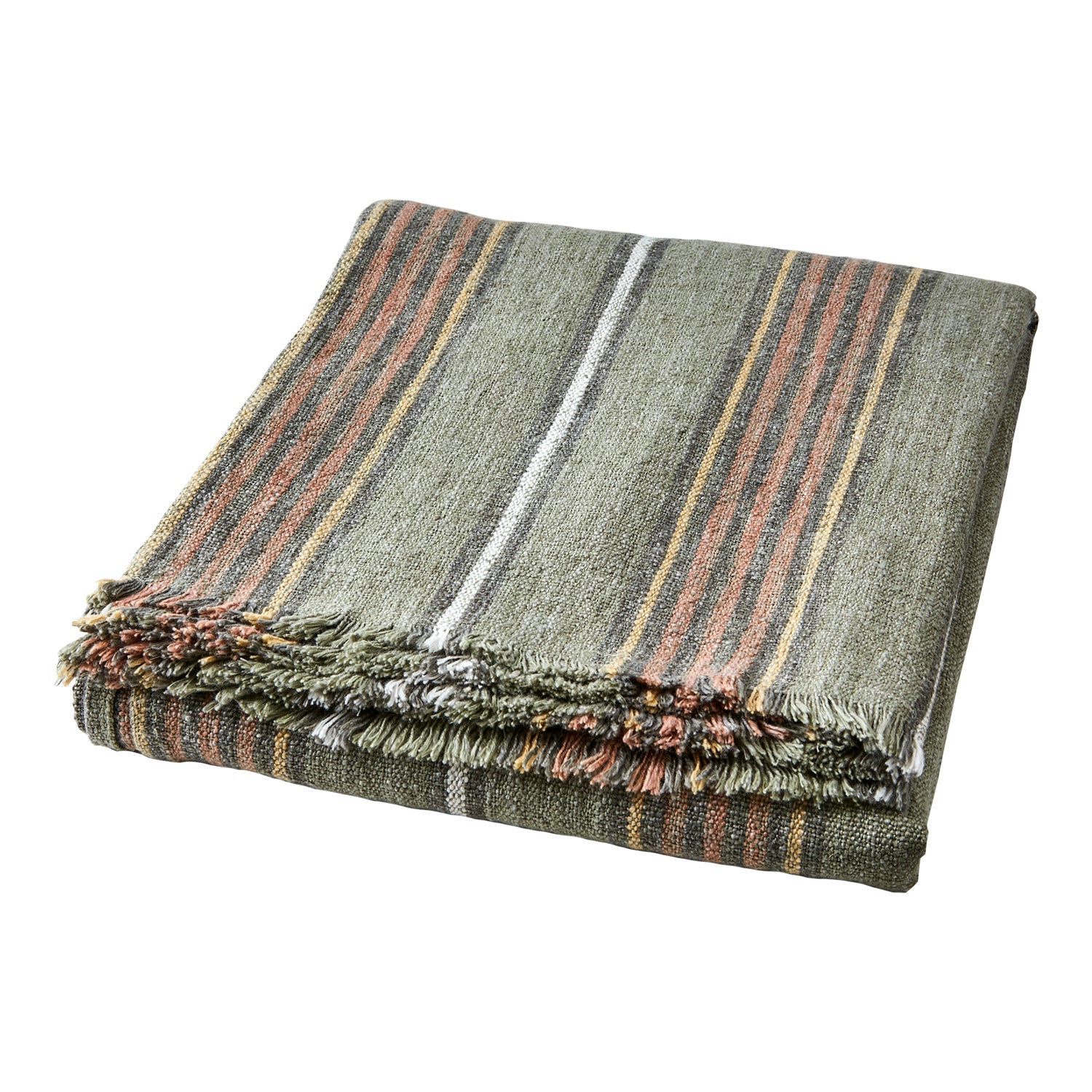 HILDA Filt/duk, Grön/rostbrun/vit/gul