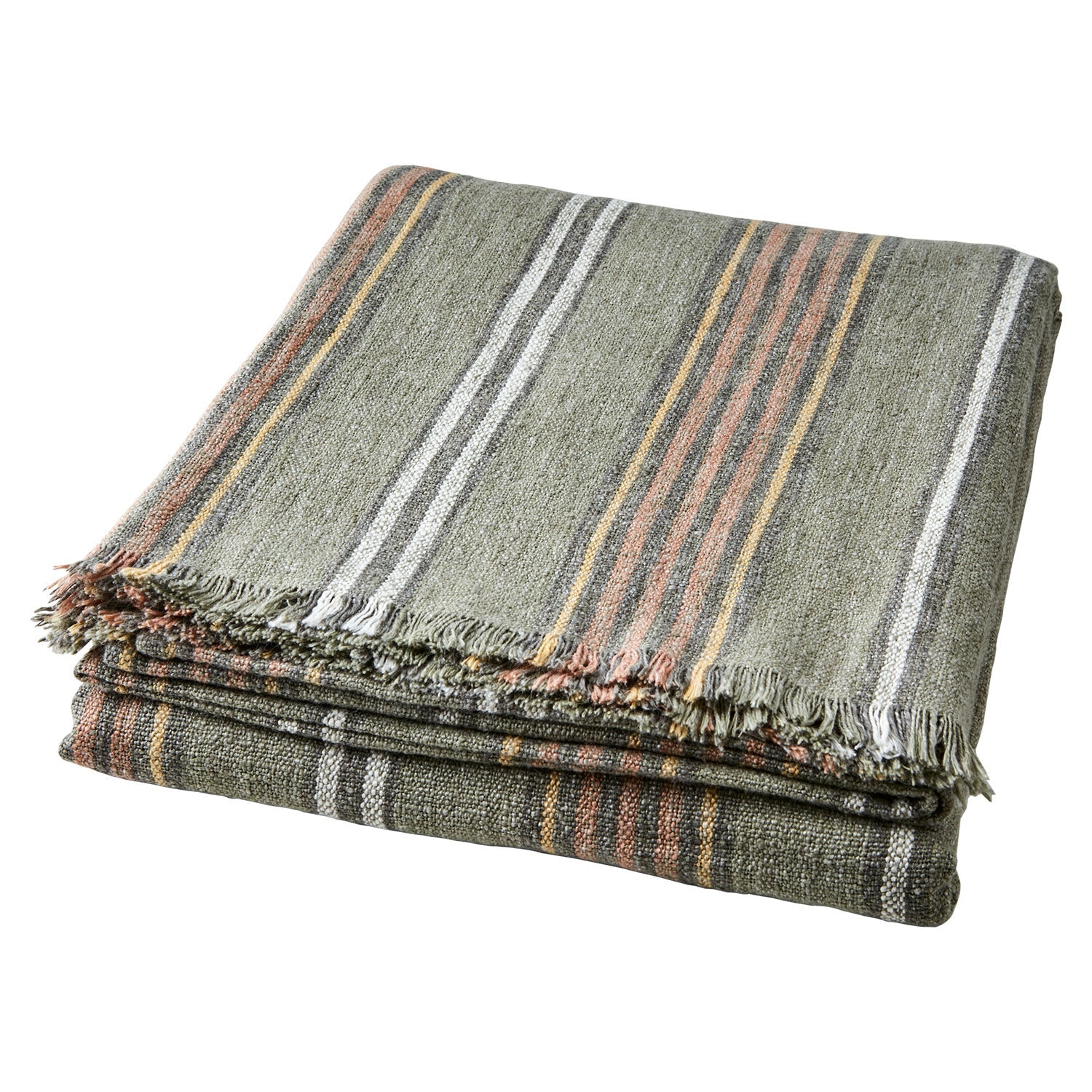 HILDA Filt/duk, Grön/rostbrun/vit/gul