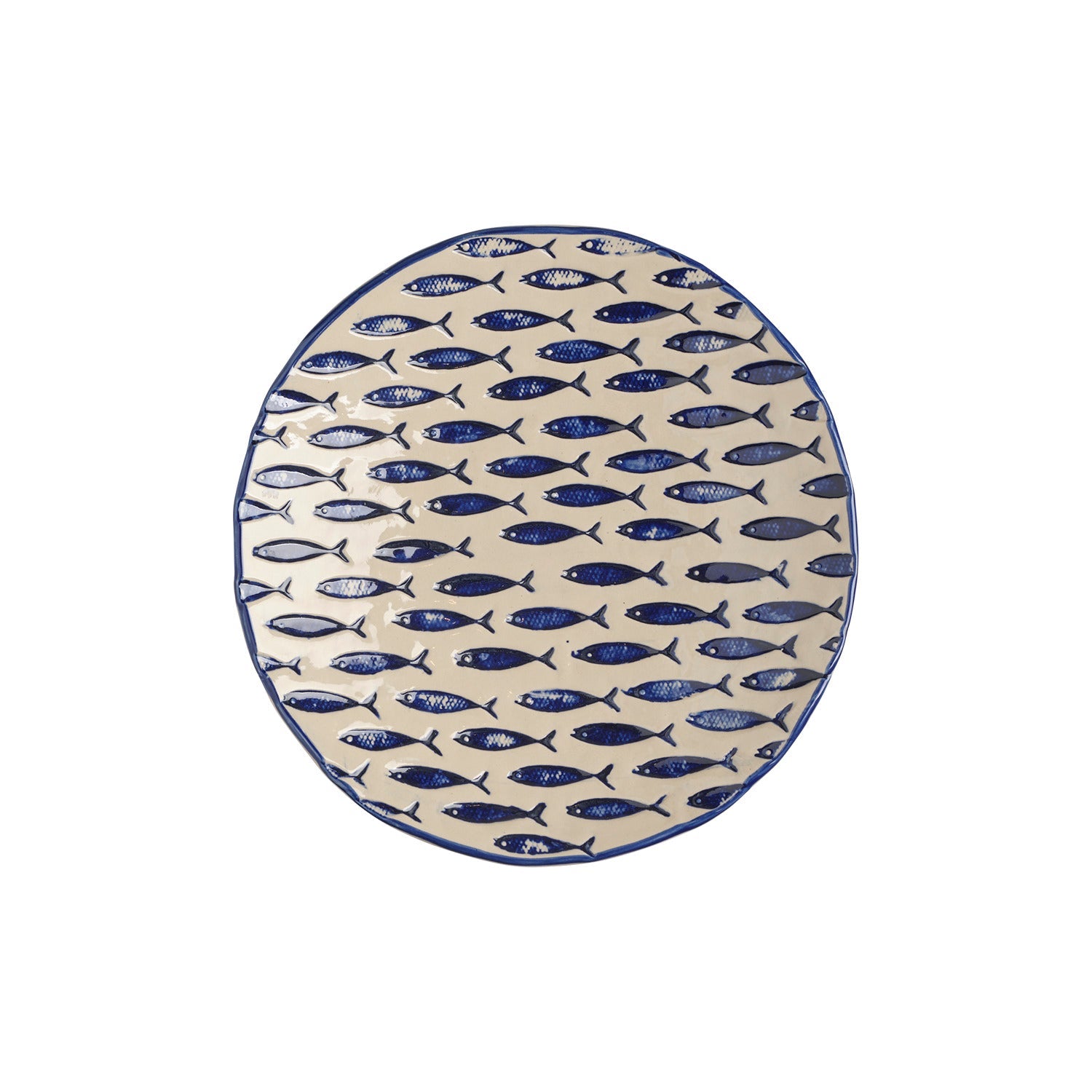 FISH Tallrik, Beige/blå