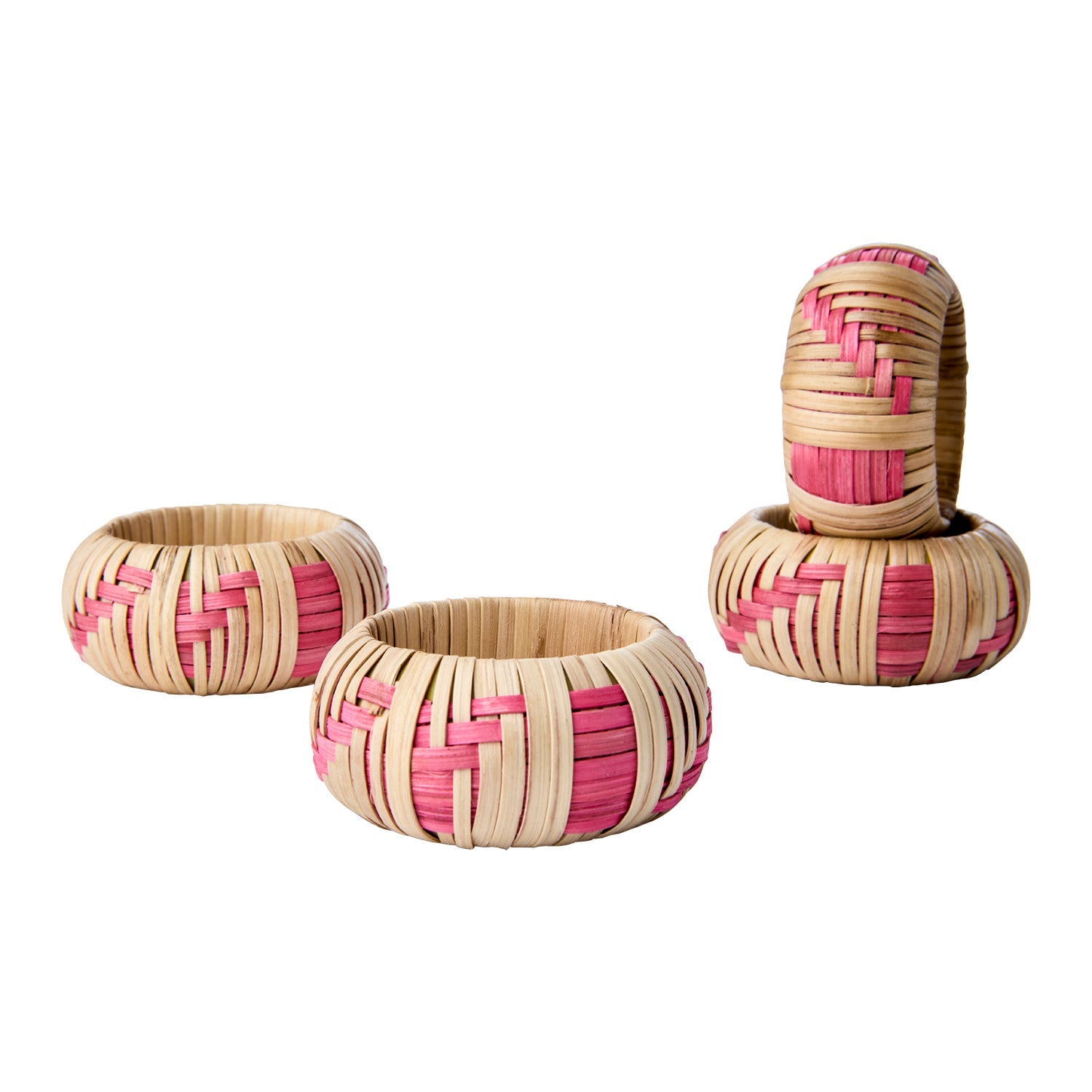 SUNNY Servettring, set om 4, Natur/rosa