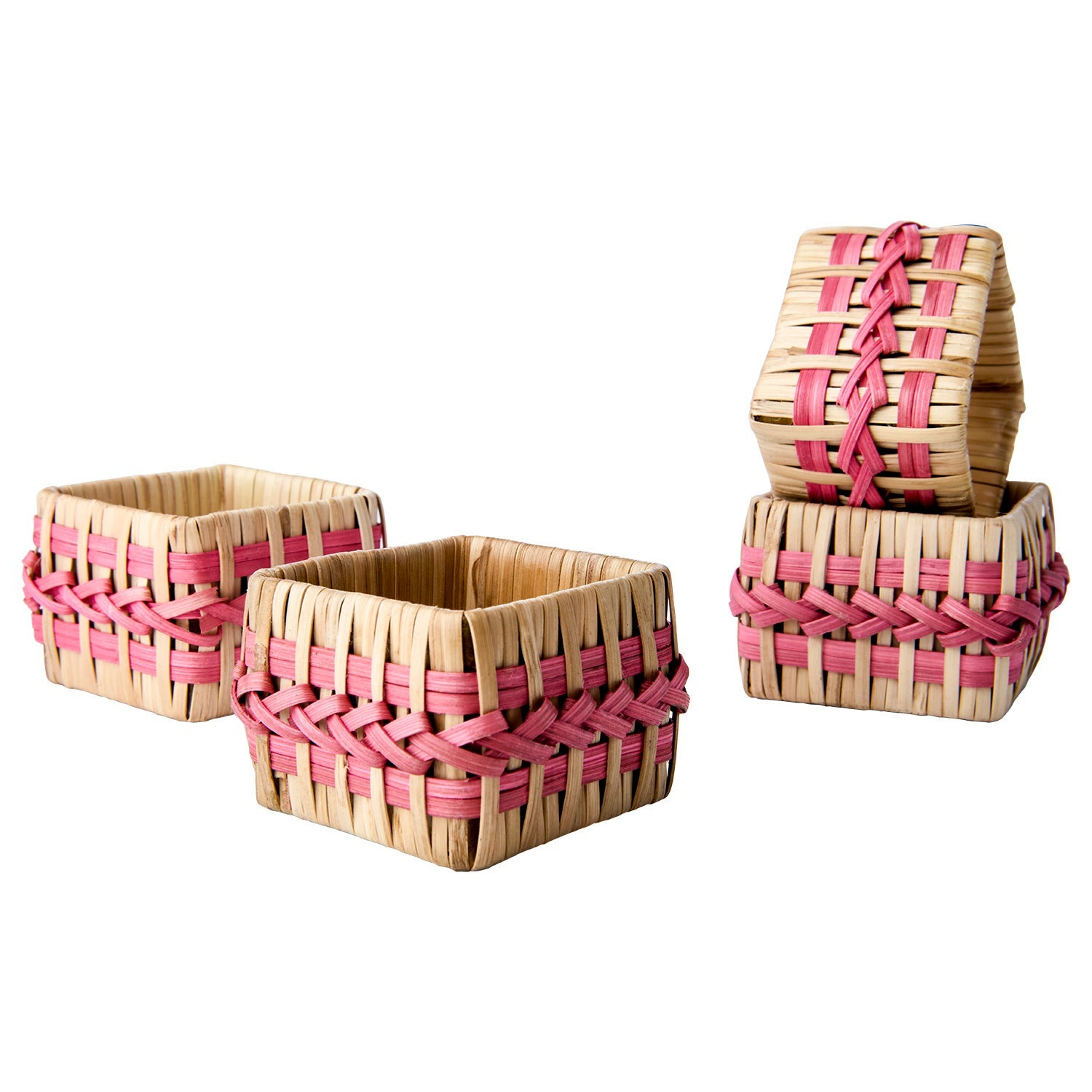 SUNNY Servettring, set om 4, Natur/rosa