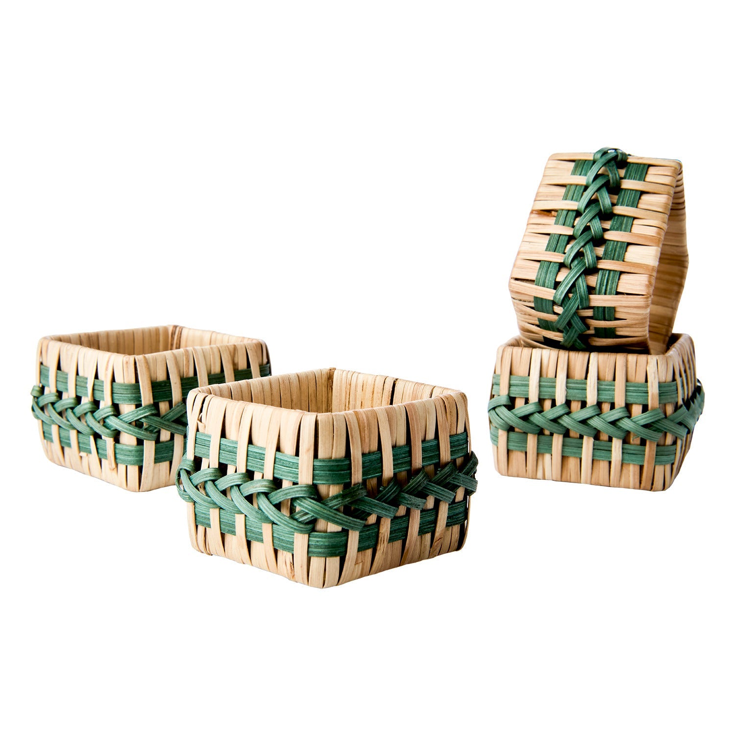 SUNNY Servettring, set om 4, Natur/grön